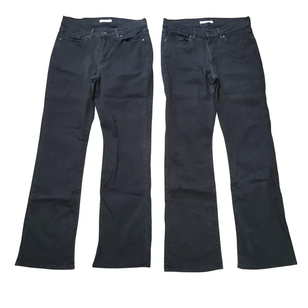 Levi's 8 Lot of 2 Classic Bootcut Jeans Black Mid‎ Rise Stretch Denim WaterLess